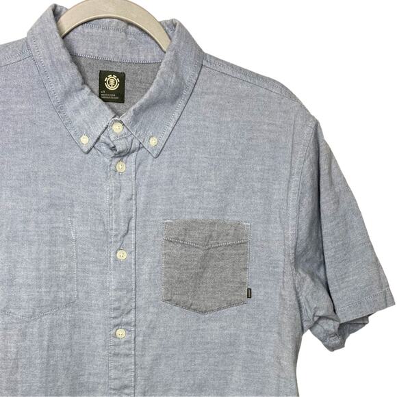 Element Men's Button Down Short Sleeve Denim Shirt Size Large - Picture 5 of 5